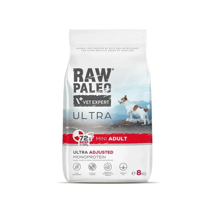 Krmivo VETEXPERT Raw Paleo Ultra Mini Adult Beef Teľacie mäso 8 kg