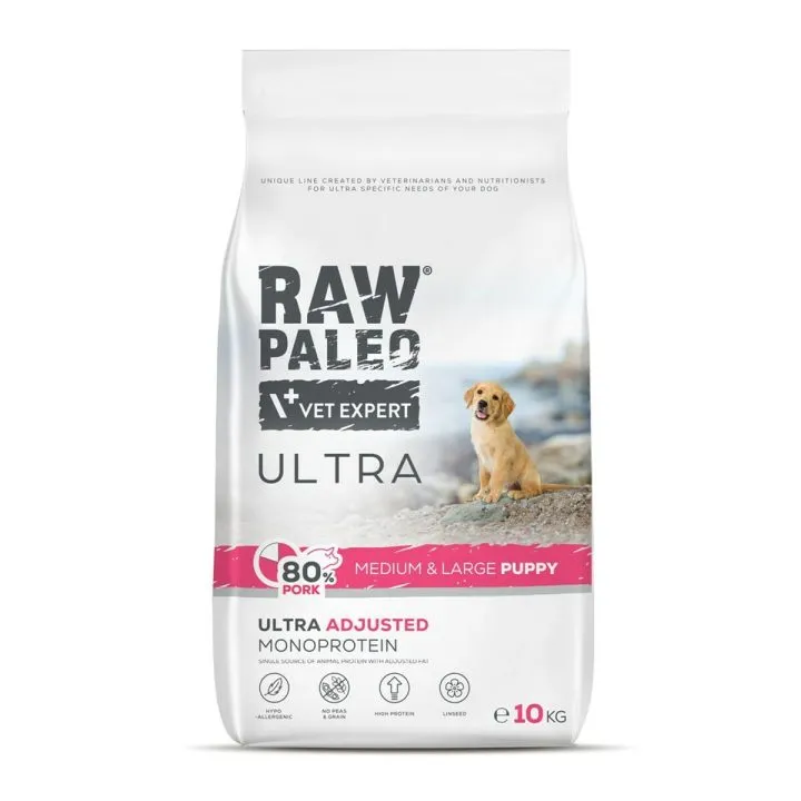 Krmivo VETEXPERT RAW PALEO Ultra Pork Medium Large Puppy Prasa