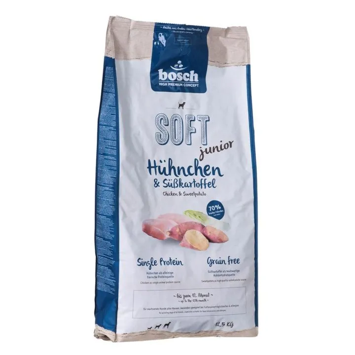 Krmivo BOSCH Soft Junior Chicken and sweet potatoes Šteňa/junior Kurča Sladký zemiak (batat) 12,5 Kg