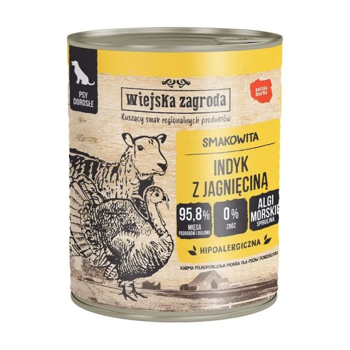 Mokré jedlo WIEJSKA ZAGRODA Turkey with lamb Páv 800 g