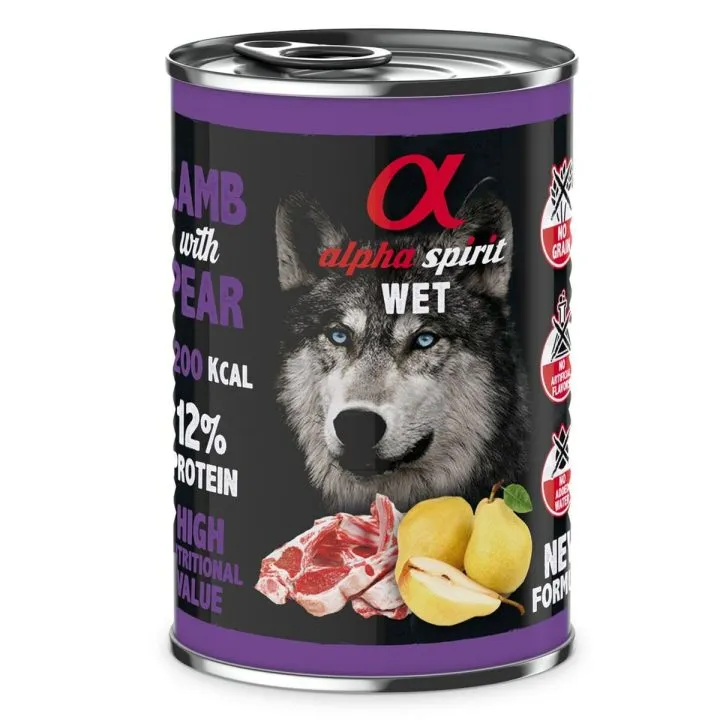Mokré jedlo Alpha Spirit ALPHA SPIRIT WET Cordero con pera Baránok 400 g