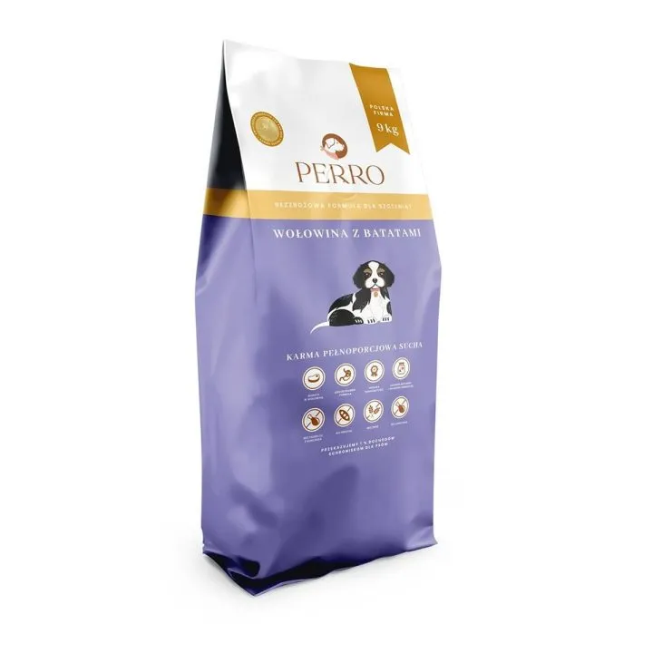 Krmivo PERRO Junior Beef Teľacie mäso 9 kg Šteňa/junior 900 g