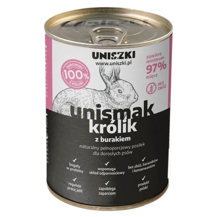 Mokré jedlo Uniszki Unismak Conejo con remolacha Králik 410 g