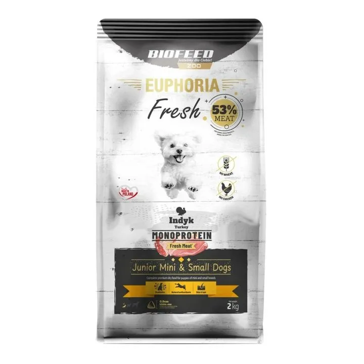 Krmivo Biofeed Euphoria Fresh Junior Mini Small Monoprotein Turkey Páv Šteňa/junior