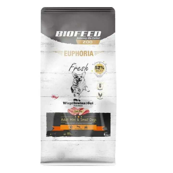 Krmivo Biofeed Euphoria Fresh Adult Mini Small Pork with goose Prasa Dospelý