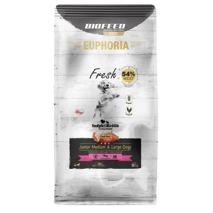 Krmivo Biofeed EUPHORIA Fresh Junior Medium & Large dogs Turkey with rabbit Páv 12 kg Šteňa/junior 12,7 KG