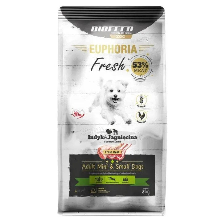 Krmivo Biofeed Euphoria Fresh Adult Mini Small Turkey with lamb Páv Dospelý