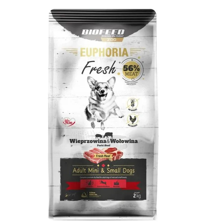 Krmivo Biofeed Euphoria Fresh Adult Mini Small Pork with beef Prasa Dospelý