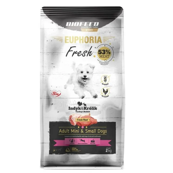 Krmivo Biofeed Euphoria Fresh Adult Mini Small Turkey with rabbit Páv Dospelý