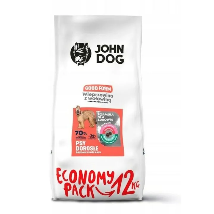 Krmivo John Dog Good Form Dospelý Teľacie mäso 12 kg