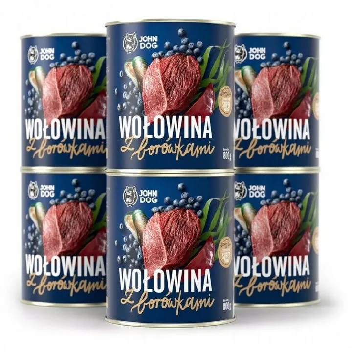Mokré jedlo John Dog Čučoriedka Teľacie mäso