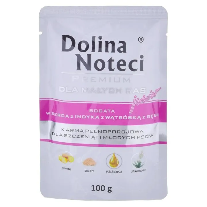 Mokré jedlo Dolina Noteci Premium Junior Páv Hus 100 g