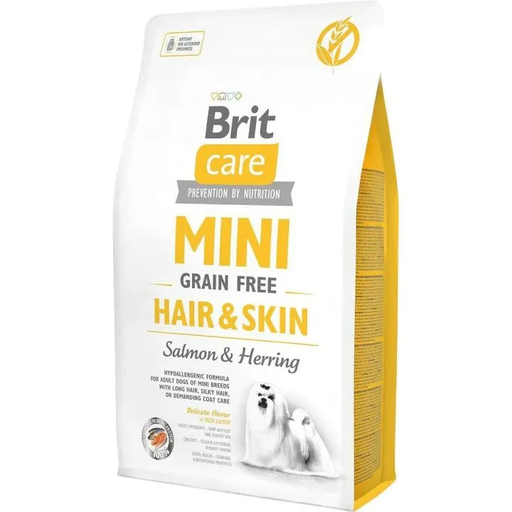 Krmivo Brit Mini Hair&Skin Dospelý Lososová Ryby Baránok 2 Kg