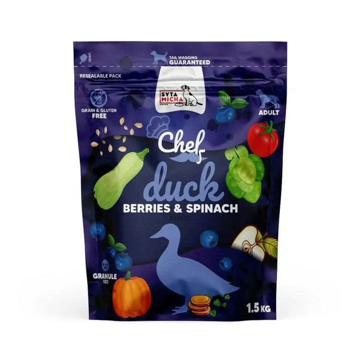 Krmivo SYTA MICHA Chef Lesné ovocie Kačica Špenát