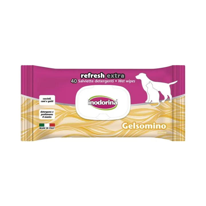 Vlhčené utierky pre domáce zvieratá Inodorina REFRESH EXTRA Jazmín