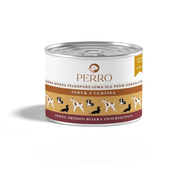 Mokré jedlo PERRO Turkey with zucchini Páv 410 g