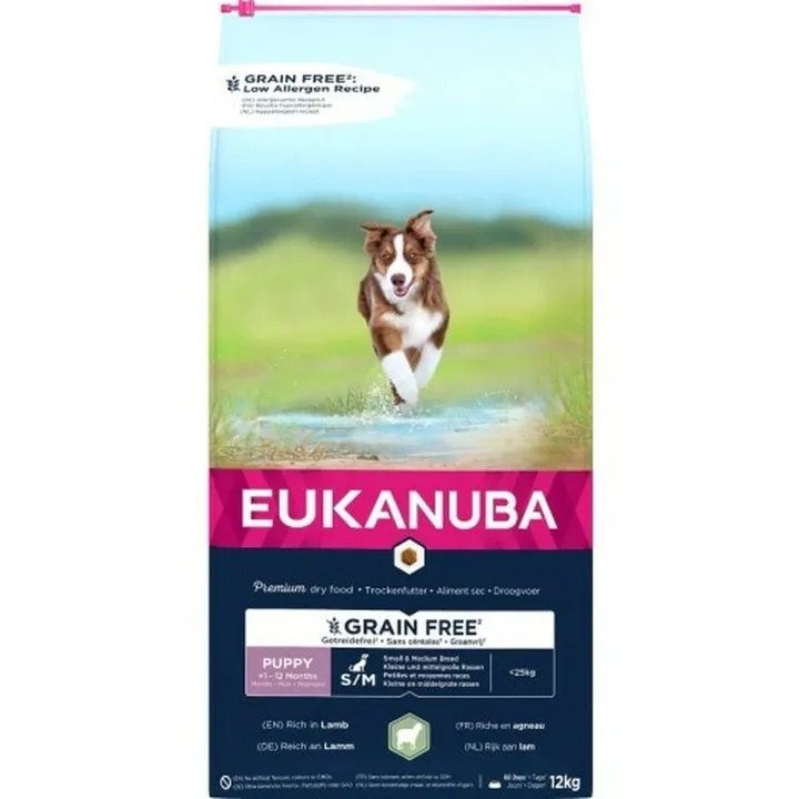Krmivo Eukanuba Grain Free Puppy Small&Medium Lamb Baránok 12 kg